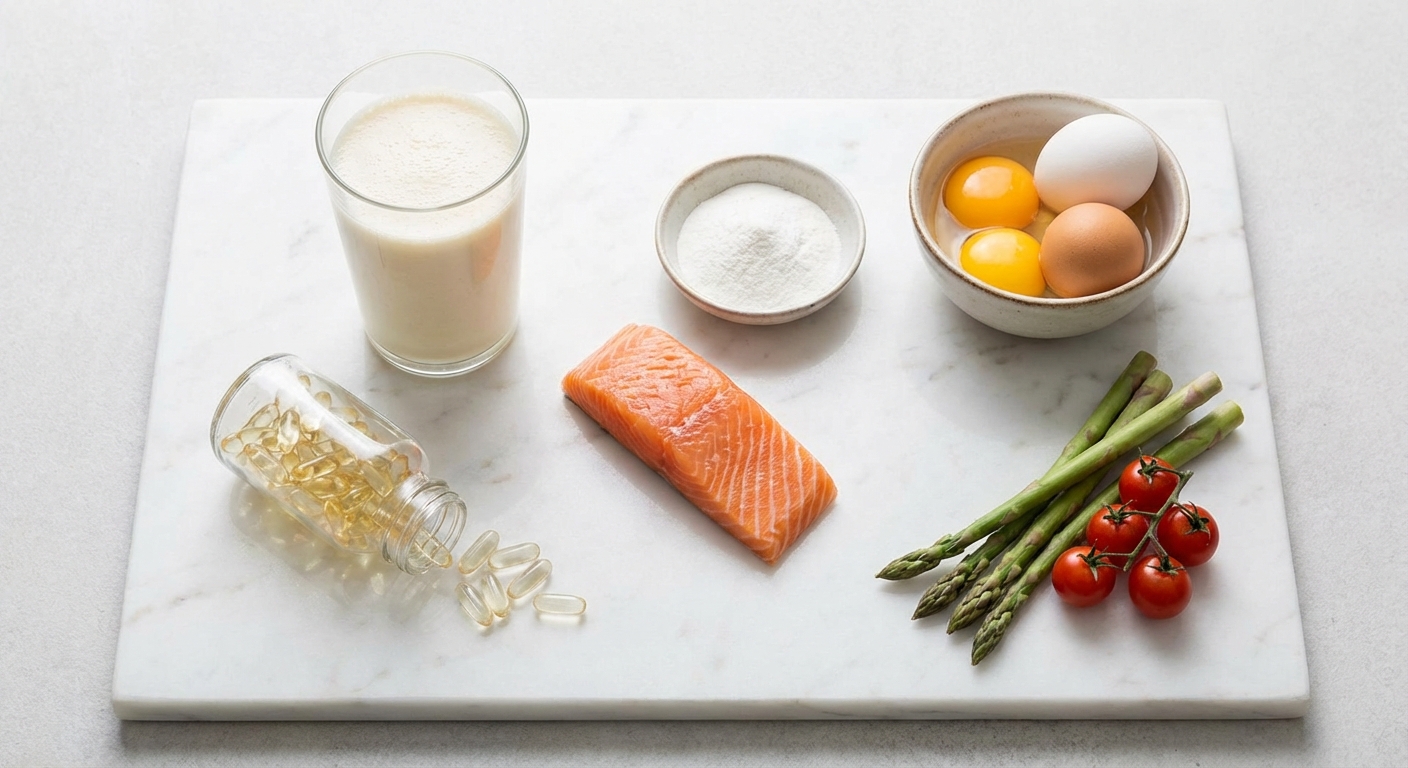 Supplements, nutrient-dense foods, and support ingredients relevant to GLP-1 nutrition products