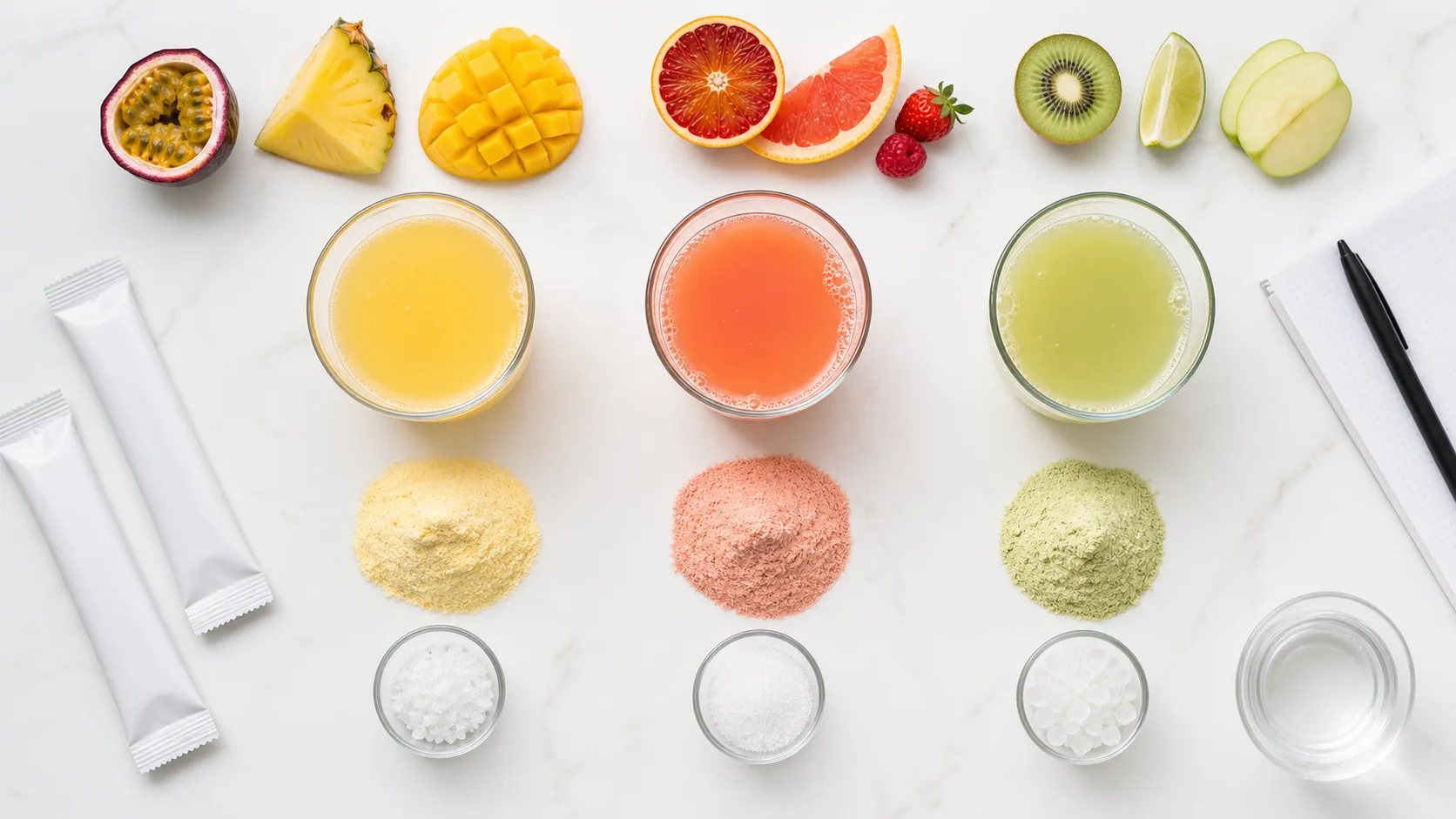 Supplement flavor prototypes with fruit-forward drink mixes, powders, and stick packs